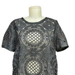 Sundance  Black Crochet Lace Short‎ Sleeve Top Size Medium Photo 1