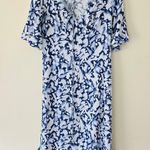 Tyler Boe Isabella Blue White Print Ruffle Silk Midi Dress Women's Size M Size M Photo 0