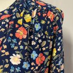 st. john's bay  Split Neck Floral Long Sleeve Rayon Blouse Women Small New Bright Photo 5