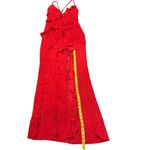 NWT Club L Red Ruffle Plunge Maxi Dress US 4 Holiday Party Wedding Formal Sexy Photo 8