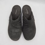 Croft & Barrow Leather Slip On Mule Clogs Charity Gray Block Heel Women Sz 7.5 M Photo 2