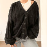 Bill Blass  Navy Blue Textured Button-Up Cardigan Sweater Photo 0