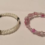 Lot Of 2 Women’s Stretchy / Spiral Costume Beaded Bead Bracelets Pink / White Photo 1