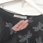 Victoria Jones Petite Black Mesh Sleeve Rhinestone Dragonfly Y2K Goth Top Medium Photo 7