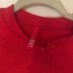 SKIMS Red Long Sleeve  Cotton Rib Crop Henley Photo 1