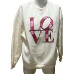 Francesca's  Women's M Beige Love Embroidered Long Sleeve Sweatshirt Photo 0