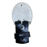 Women's Black Full Grain Leather Belt Oval Beaded Buckle Silver Gray Pearls 32"‎ Photo 4