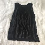 Loft Black Satin Ruffle Tank Top Photo 0