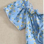 SheIn Frill Trim Tie Front Ditsy Floral Dress M Photo 4