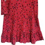 Salt & Pepper Floral Print Boho Ruffle Hem Dress Red Cotton Long Sleeve Size S Photo 6