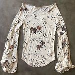 Free People Cream Floral Bell sleeve Shirt Top Photo 4