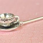 Handmade Kawaii ribbon & tea cup dangle earrings 💚 2WAY & original :) Photo 3