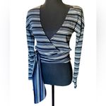 Free People  wrap tie striped ribbed long sleeve crop top Photo 1