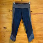 Lululemon  Wunder Under Crop Leggings Sashiko Cross Inkwell Rugged Blue 4 W6C87S Photo 1