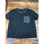 BCBGMAXAZRIA Women's Black Short Sleeve Studded Pocket Sweater Top Size Large Photo 4