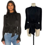 Tularosa Rein Top in Black Belted Long Sleeve Size Small Photo 1