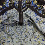 Misook  Paisley Knit Zip Up Hip Length Cardigan Sweater Black Blue Yellow Size S Photo 5