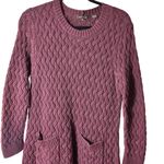 Jeanne pierre  XL Purple Cable Knit Long Sleeve Sweater With Front Pockets Photo 2