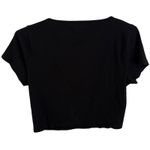 Madewell Ribbed Henley High Crop Short Sleeve Tee Large Women’s Black Photo 1