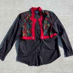 Vintage 80s 90s Cheyenne Outfitters Ladies Cape Duster Brushpopper Western Shirt Black Size L Photo 0