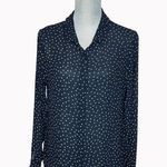 Reformation Women's Sheer Polka Dot Button up Blouse in Black and Gold size XL Photo 1