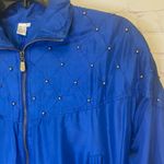 Vintage Studded Embellished royal blue Silk jacket size Large CoAco, full zip Photo 5