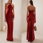 STAUD π Cadence Embellished Satin Maxi Dress in Rust Sz 4 Photo 8