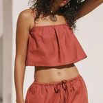 Anthropologie By  Ruffled Crop Crimson Top Size Small Bohemian Hippie Festival Photo 0