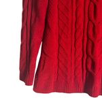J.Jill  Red Chenille Cable Knit Long Sleeve Crewneck Pullover Sweater Size SP Photo 4