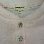 DONNI. Womens Terry Henley Pullover Sweatshirt Top Size XL Pink 3 Button Cropped Photo 2