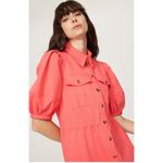 Ba&sh  Dress Womens Small Pink‎ Lincoln Collared Button Front Mini Cotton Photo 2