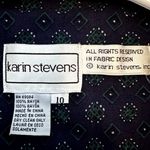 Karin Stevens VTG  Shirt Dress Printed Button Down Collared Navy Blue 10 Photo 3