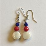 Red White & Blue Dangling Dark Gray Star Earrings Photo 2