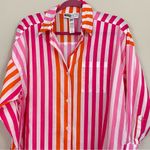 Beach Riot  Alexa‎ Striped Button Down Shirt in Sunset Size S/M Swim Coverup Photo 6