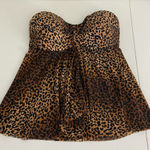 Merona NWOT women’s brown leopard animal print fit and flowy strapless swim top Photo 0