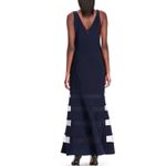 Ralph Lauren Lauren  Tulle-Panel Sleeveless Jersey Gown In Black. Size 12 Photo 1