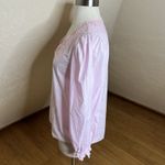 J.Crew Top Womens Small Pink V Neck Eyelet Trim Cotton Long Sleeve Preppy Photo 5