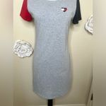 Tommy Hilfiger Grey, Red & Blue Colorblock Heart T-Shirt Midi Dress Sz S Photo 3