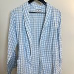 PETITE PLUME Gingham Cotton Robe in Light Blue Gingham Size Medium Photo 2
