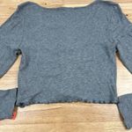 Colsie Women's Gray Henley Ruffled Hem Sleep Crop Top Photo 5