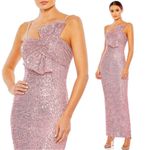 Mac Duggal NWT Sequined Strapless Faux Bow Column Gown Rose Pink 11284 Sz 4 Photo 1