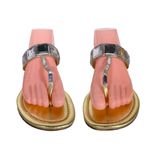 EXPRESS GOLD FAUX LEATHER WITH CLEAR PLASTIC CRYSTALS THONG SANDALS (8) Photo 0