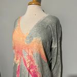 Label + Thread Stormy Palms gray Vneck pullover Sweater Photo 4