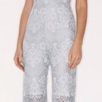 Foxiedox NWT  Ice Blue Floral Lace Sleeveless V-Neck Jumpsuit Size Small Photo 0