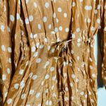 ByTiMo Women's Light Brown White Polka Dot Tie Waist Ruched Dress Size Medium Photo 8