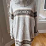 Gap Vintage Light Gray Fair Isle Lambswool Funnel Neck Tunic Sweater Size Large Photo 0