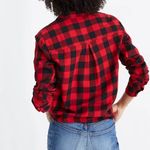 Madewell  Front Tie Red Black Buffalo Plaid Flannel Shirt Size Medium NWT Photo 4