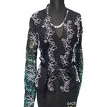 Cache Luxe Black Lace Sheer Illusion Lace Top Jacket White Trim New $228 NWT Photo 4