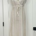 l*space L  Kenzie Magic Hour Cover Up Dress Cream Metallic Side Slits New Small Photo 4
