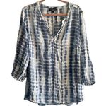 Fred David Blue Tie-Dye Gauzy Women's Top Blouse 2X Plus Size  3/4 Sleeves Photo 0